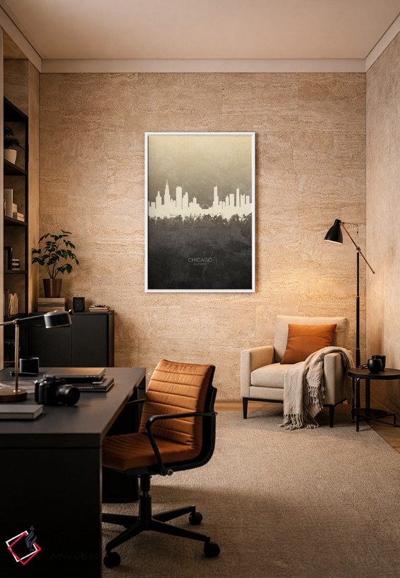 تابلو دکوراتیو منظره خط افق شیکاگو، ایلینوی اثر مایکل تامپست - D6W