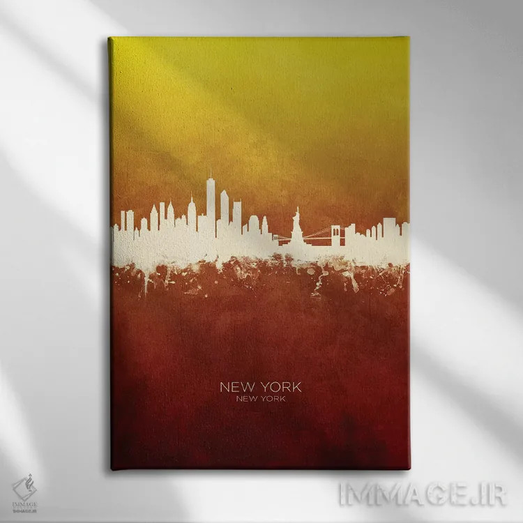 تابلو دکوراتیو منظره خط افق نیویورک، نیویورک اثر مایکل تامپست - نمای روبهرو روی دیوار