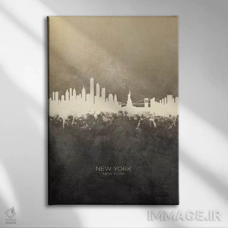 تابلو دکوراتیو منظره خط افق نیویورک، نیویورک اثر مایکل تامپست - نمای روبهرو روی دیوار