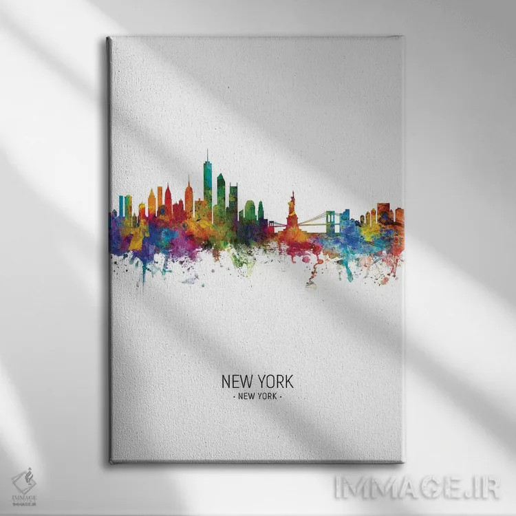 تابلو دکوراتیو نمای خط افق نیویورک اثر مایکل تامپست - نمای روبهرو روی دیوار
