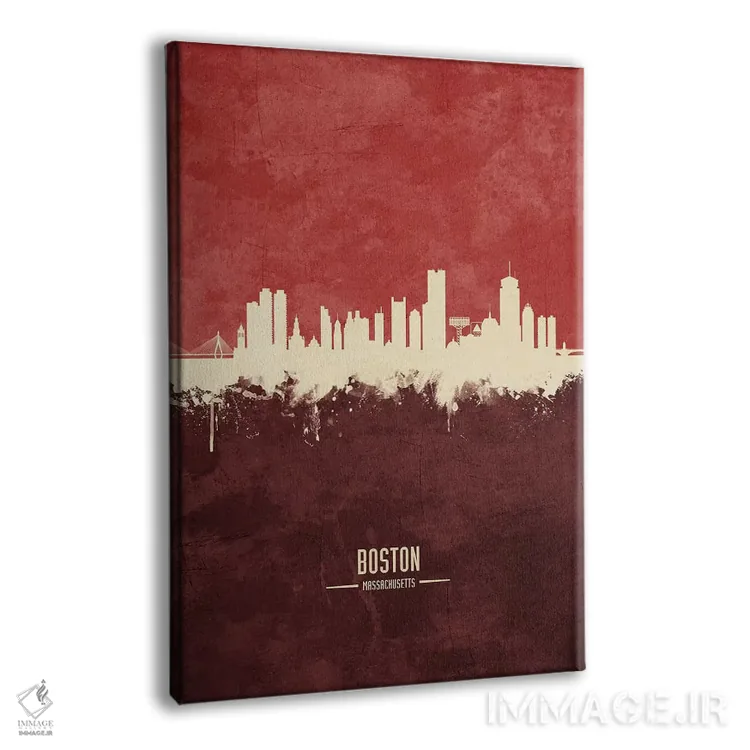 تابلو دکوراتیو خط افق بوستون ماساچوست بورگاندی اثر مایکل تامپست - نمای پرسپکتیو محصول