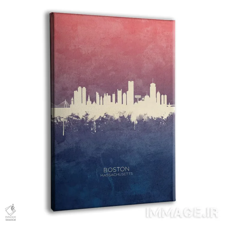 تابلو دکوراتیو خط افق بوستون ماساچوست با گل رز آبی اثر مایکل تامپست - نمای پرسپکتیو محصول