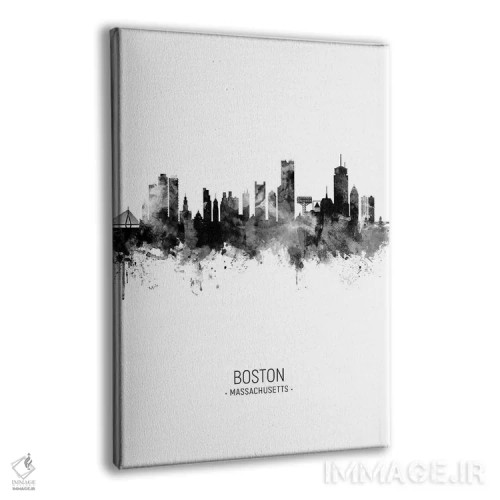 تابلو دکوراتیو خط افق پرتره بوستون ماساچوست سیاه و سفید اثر مایکل تامپست - نمای پرسپکتیو محصول