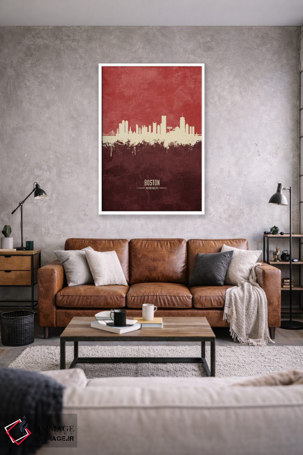 تابلو دکوراتیو خط افق بوستون ماساچوست بورگاندی اثر مایکل تامپست - D1W