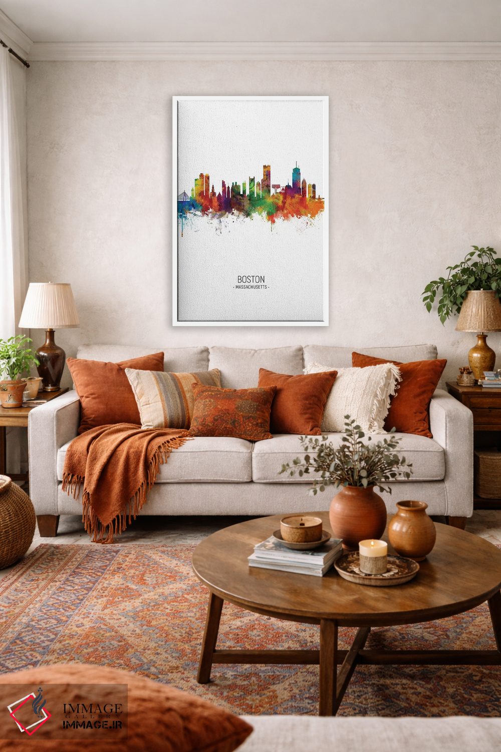 تابلو دکوراتیو خط افق پرتره بوستون ماساچوست اثر مایکل تامپست - D3W