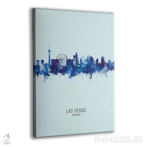 تابلو دکوراتیو خط افق لاس وگاس نوادا پرتره آبی تیره اثر مایکل تامپست - نمای پرسپکتیو محصول