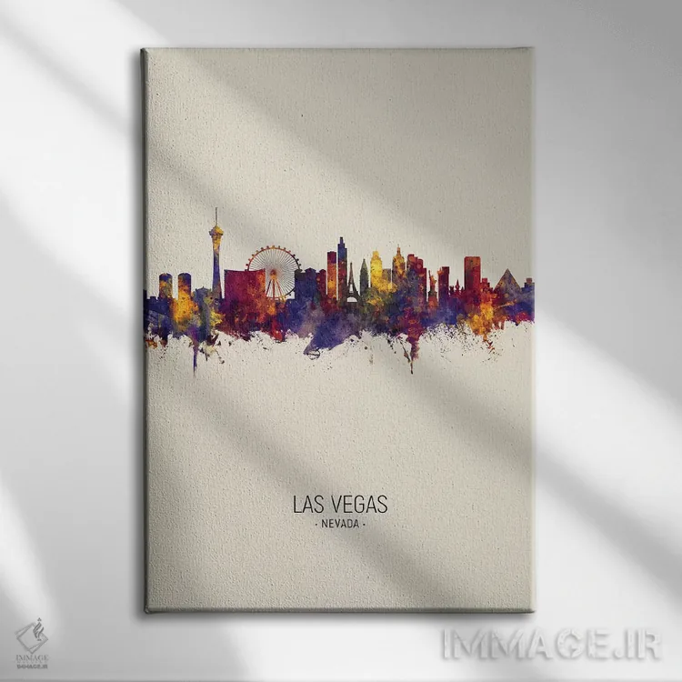 تابلو دکوراتیو خط افق لاس وگاس نوادا در پاییز اثر مایکل تامپست - نمای روبهرو روی دیوار