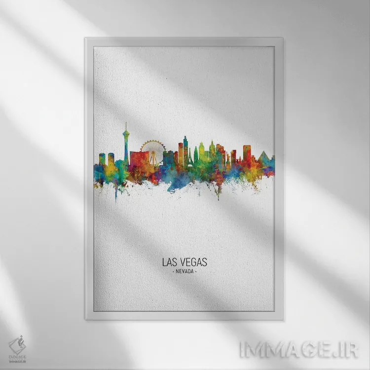تابلو دکوراتیو خط افق پرتره لاس وگاس نوادا اثر مایکل تامپست - نمای قابدار سفید
