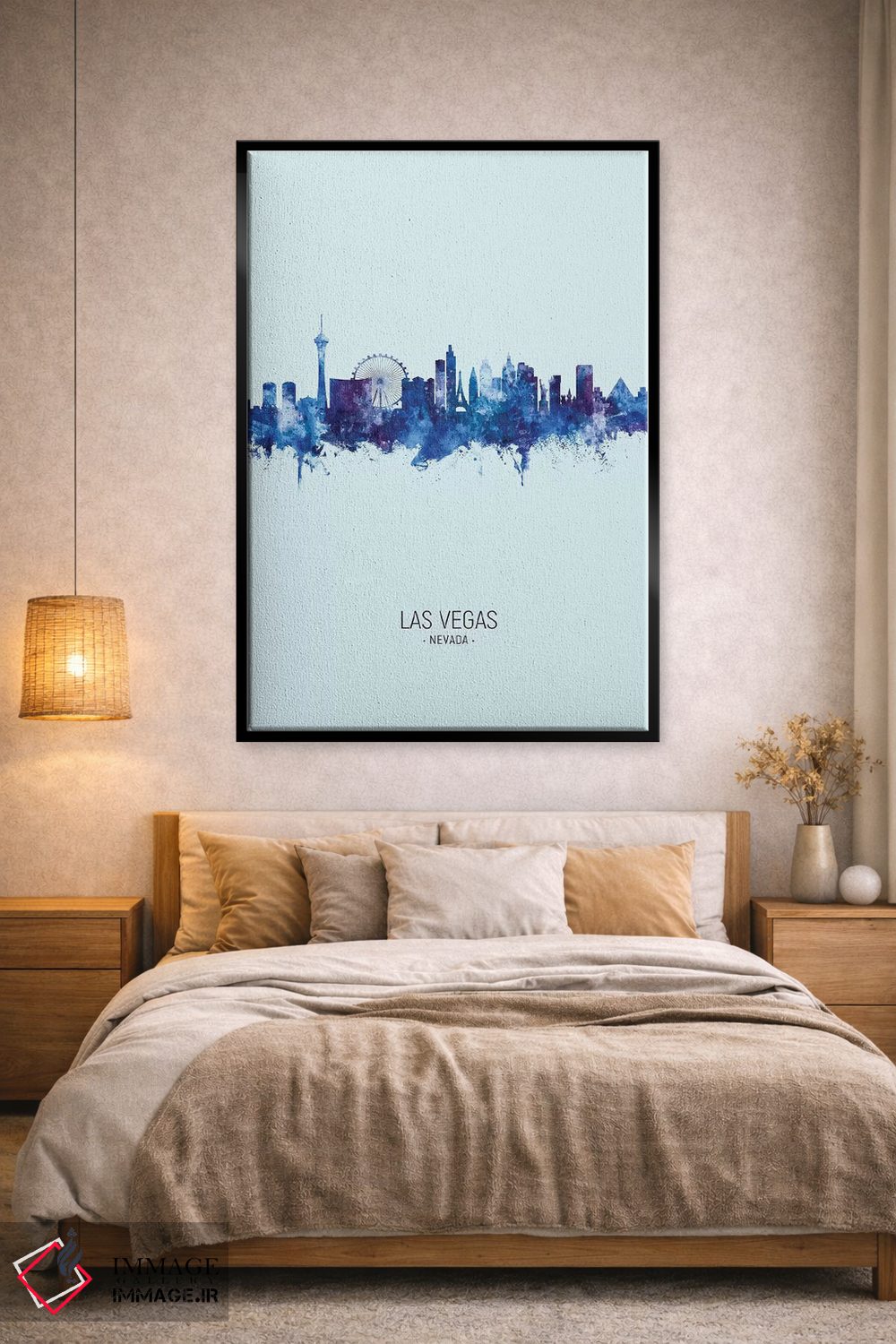 تابلو دکوراتیو خط افق لاس وگاس نوادا پرتره آبی تیره اثر مایکل تامپست - D2B
