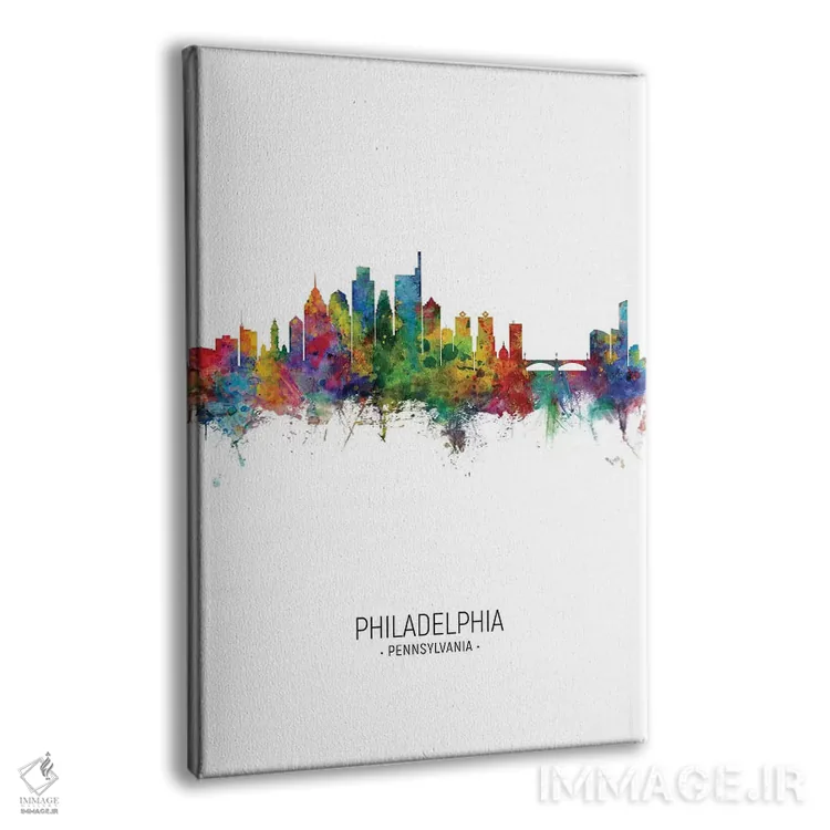 تابلو دکوراتیو خط افق پرتره فیلادلفیا اثر مایکل تامپست - نمای پرسپکتیو محصول