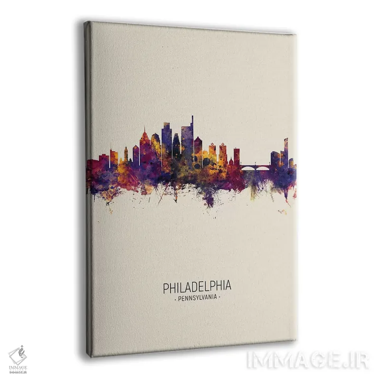 تابلو دکوراتیو خط افق فیلادلفیا پنسیلوانیا در پاییز اثر مایکل تامپست - نمای پرسپکتیو محصول