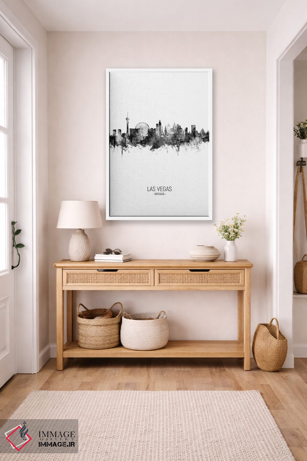 تابلو دکوراتیو خط افق پرتره لاس وگاس نوادا سیاه و سفید اثر مایکل تامپست - D6W