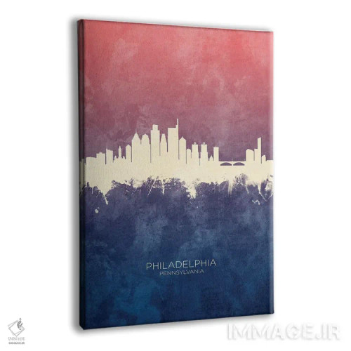 تابلو دکوراتیو خط افق فیلادلفیا با گل رز آبی اثر مایکل تامپست - نمای پرسپکتیو محصول