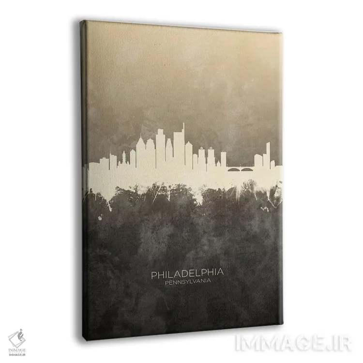 تابلو دکوراتیو خط افق فیلادلفیا پنسیلوانیا خاکستری مایل به قهوه ای اثر مایکل تامپست - نمای پرسپکتیو محصول