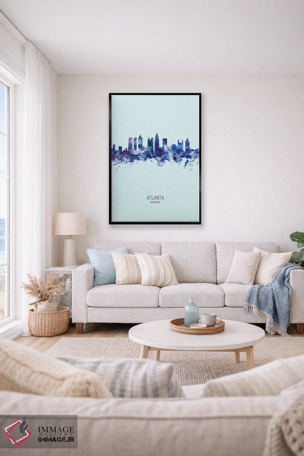 تابلو دکوراتیو خط افق آتلانتا جورجیا پرتره آبی تیره اثر مایکل تامپست - D2B