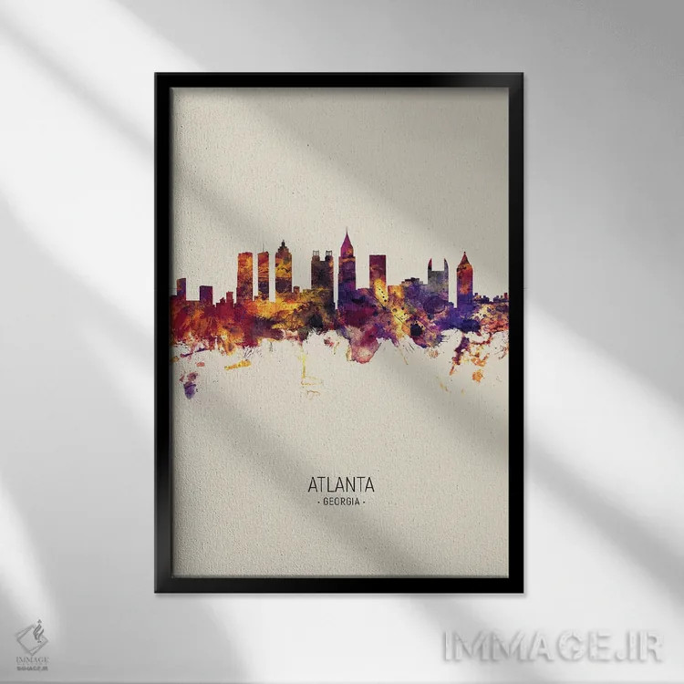 تابلو دکوراتیو منظره آتلانتا جورجیا در پاییز اثر مایکل تامپست - نمای قابدار مشکی