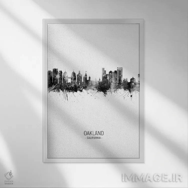 تابلو دکوراتیو منظره پرتره اوکلند کالیفرنیا اثر مایکل تامپست - نمای قابدار سفید