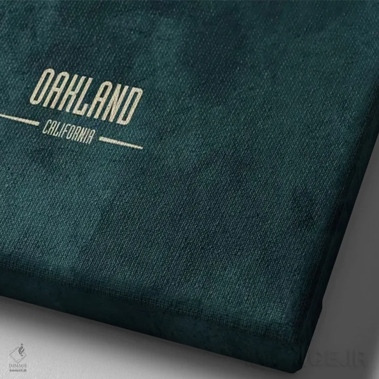 تابلو دکوراتیو منظره اوکلند کالیفرنیا با رنگ سبزآبی اثر مایکل تامپست - نمای نزدیک بافت بوم