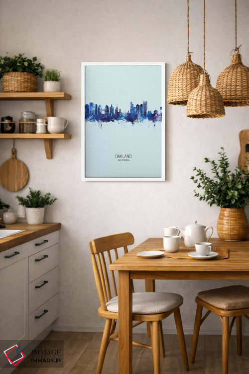 تابلو دکوراتیو منظره پرتره اوکلند کالیفرنیا با آبی تیره اثر مایکل تامپست - D2W