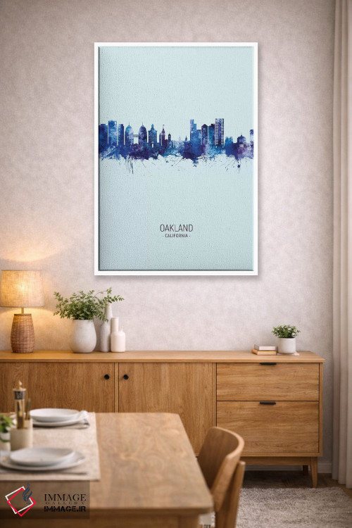 تابلو دکوراتیو منظره پرتره اوکلند کالیفرنیا با آبی تیره اثر مایکل تامپست - D3W