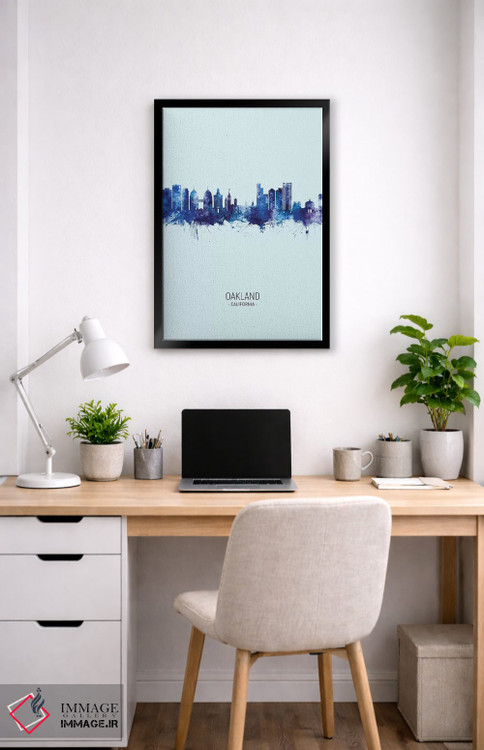 تابلو دکوراتیو منظره پرتره اوکلند کالیفرنیا با آبی تیره اثر مایکل تامپست - D4B