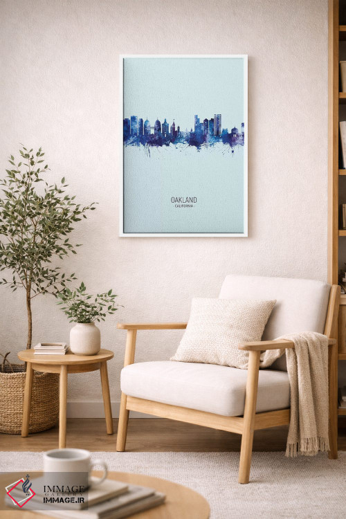 تابلو دکوراتیو منظره پرتره اوکلند کالیفرنیا با آبی تیره اثر مایکل تامپست - D6W