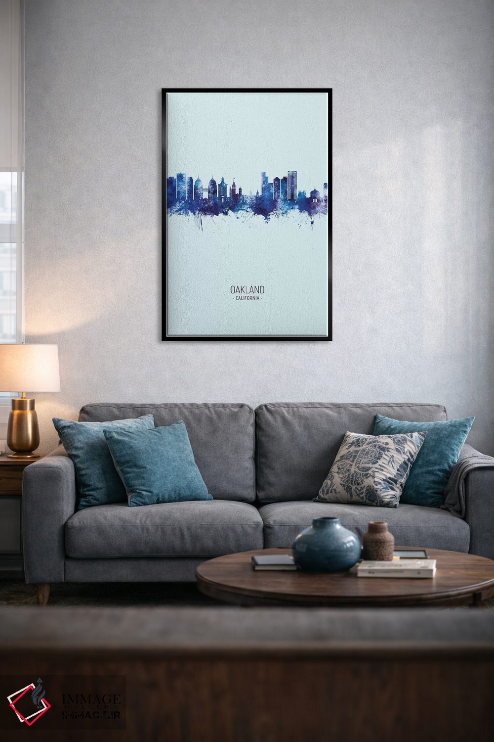 تابلو دکوراتیو منظره پرتره اوکلند کالیفرنیا با آبی تیره اثر مایکل تامپست - D5B