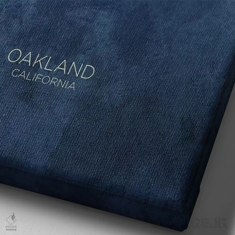 تابلو دکوراتیو منظره اوکلند کالیفرنیا با سرمه ای و فیروزه ای اثر مایکل تامپست - نمای نزدیک بافت بوم