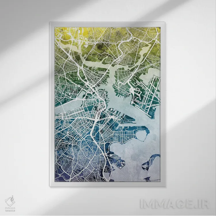 تابلو انتزاعی Massachusetts, USA,بوستون، ماساچوست، آمریکا اثر مایکل تامپست - نمای قابدار سفید