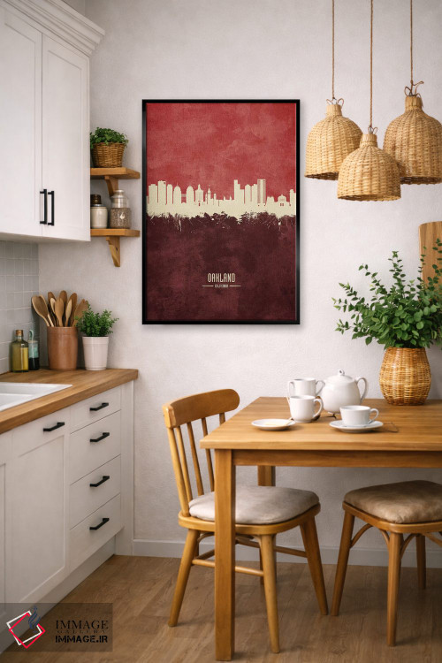 تابلو دکوراتیو منظره اوکلند کالیفرنیا با رنگ زرشکی اثر مایکل تامپست - D6B