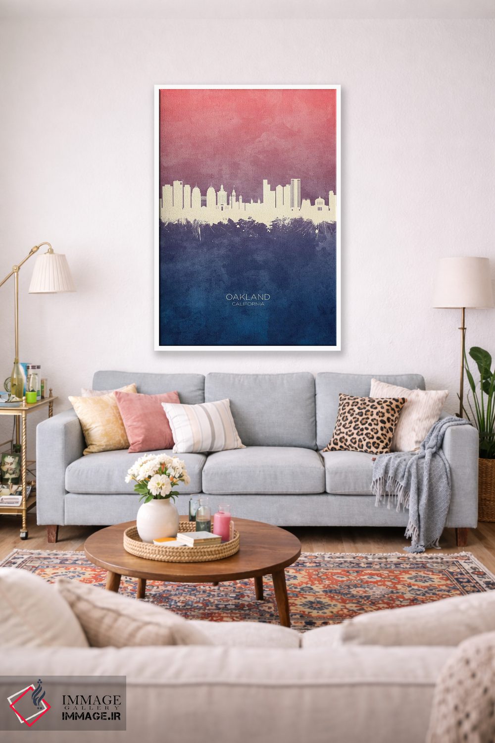 تابلو دکوراتیو منظره اوکلند کالیفرنیا با رنگ آبی رز اثر مایکل تامپست - D1W