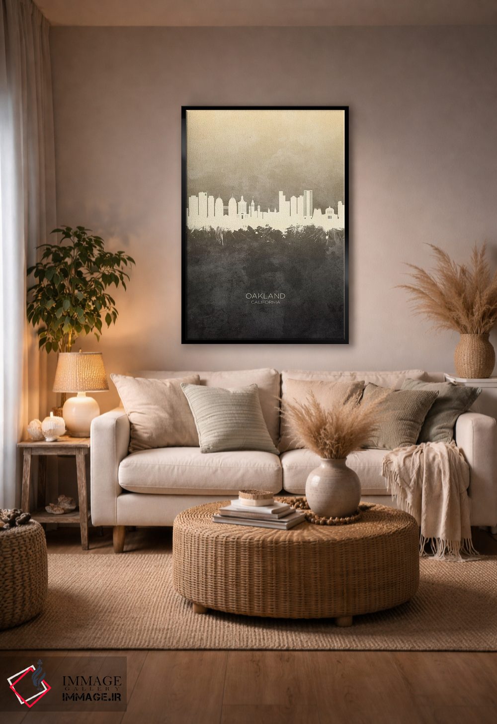 تابلو دکوراتیو منظره اوکلند کالیفرنیا با رنگ تاپ اثر مایکل تامپست - D5B