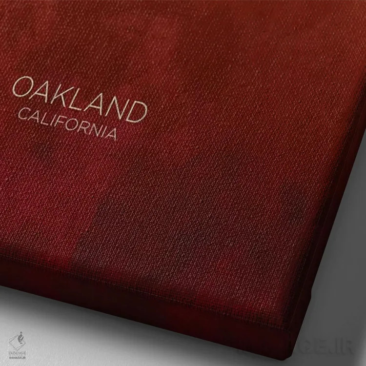 تابلو دکوراتیو منظره اوکلند کالیفرنیا با قرمز و طلایی اثر مایکل تامپست - نمای نزدیک بافت بوم