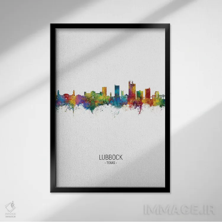 تابلو دکوراتیو منظره پرتره لوبوک، تگزاس اثر مایکل تامپست - نمای قابدار مشکی