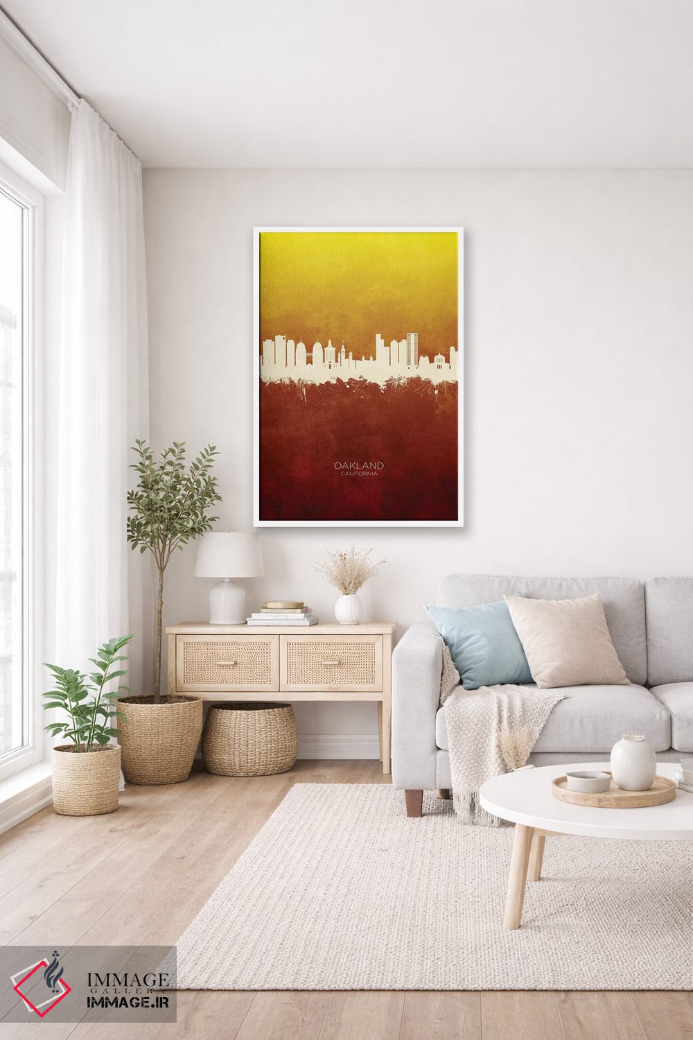 تابلو دکوراتیو منظره اوکلند کالیفرنیا با قرمز و طلایی اثر مایکل تامپست - D2W