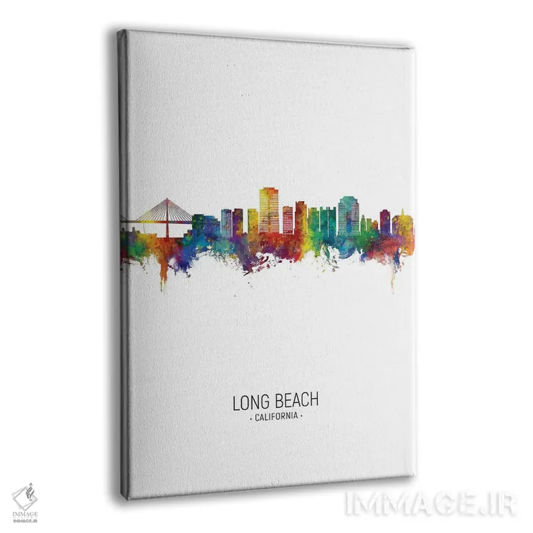 تابلو دکوراتیو نمای عمودی خط افق لانگ بیچ، کالیفرنیا اثر مایکل تامپست - نمای پرسپکتیو محصول