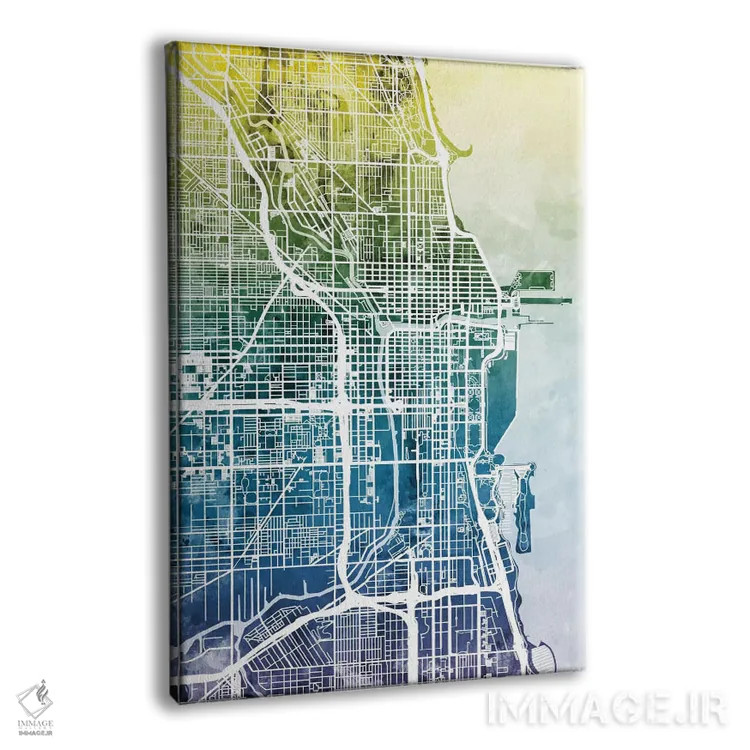تابلو انتزاعی Illinois, USA,نقشه گرباورهای شیکاگو، ایلینوی، آمریکا اثر مایکل تامپست - نمای پرسپکتیو محصول