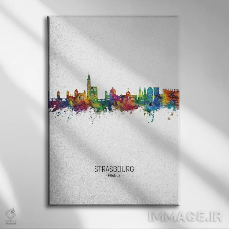 تابلو دکوراتیو نمای عمودی خط افق استراسبورگ، فرانسه اثر مایکل تامپست - نمای روبهرو روی دیوار