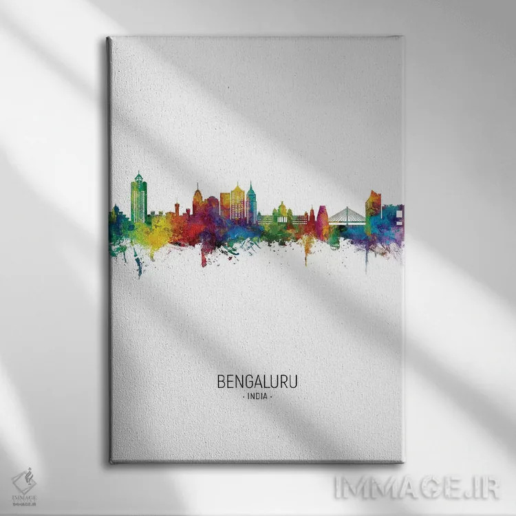 تابلو دکوراتیو نمای عمودی خط افق بنگلور، هند اثر مایکل تامپست - نمای روبهرو روی دیوار