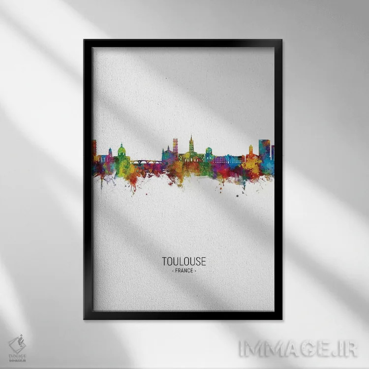 تابلو دکوراتیو نمای عمودی خط افق تولوز، فرانسه اثر مایکل تامپست - نمای قابدار مشکی