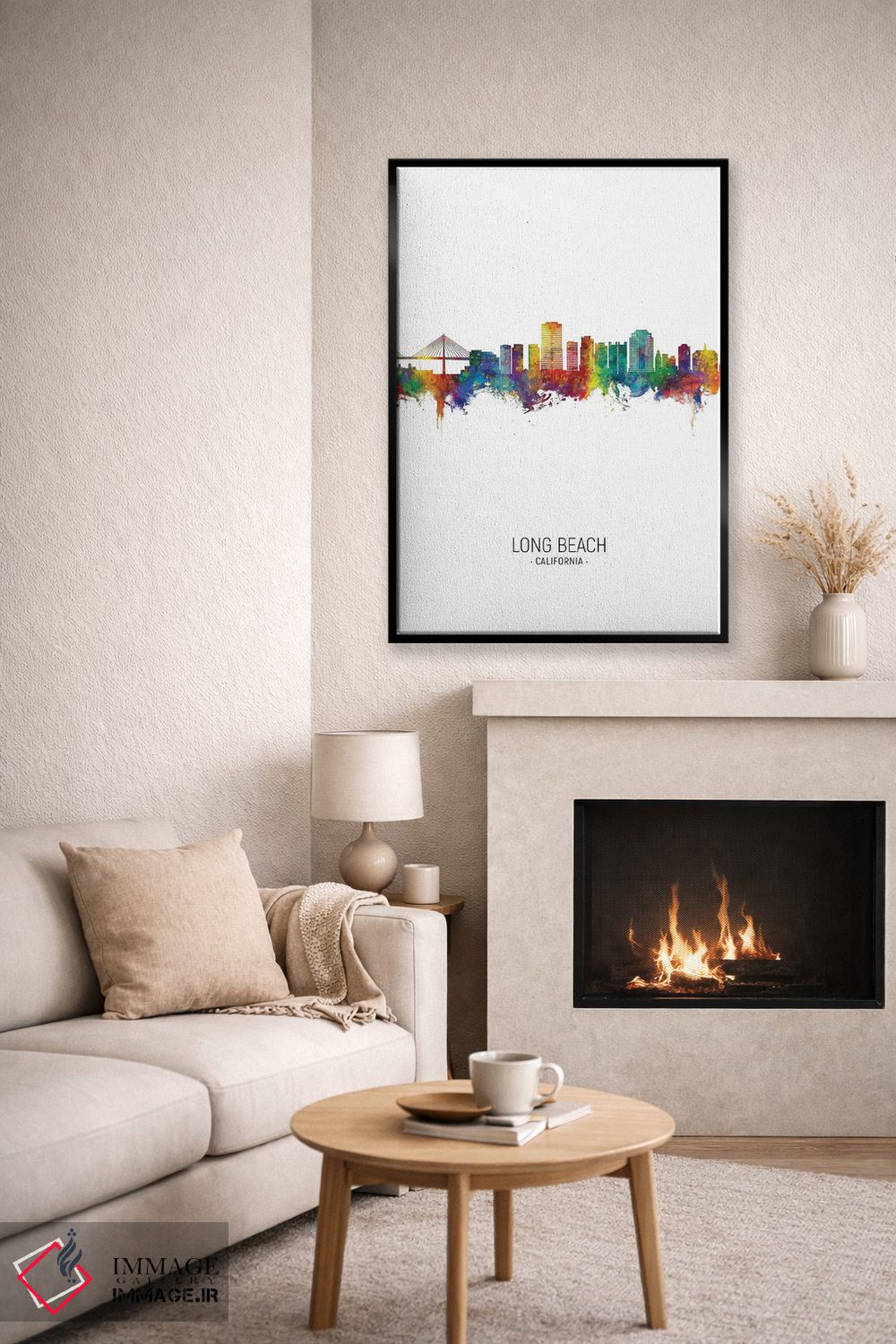 تابلو دکوراتیو نمای عمودی خط افق لانگ بیچ، کالیفرنیا اثر مایکل تامپست - D6B