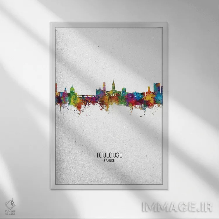 تابلو دکوراتیو نمای عمودی خط افق تولوز، فرانسه اثر مایکل تامپست - نمای قابدار سفید