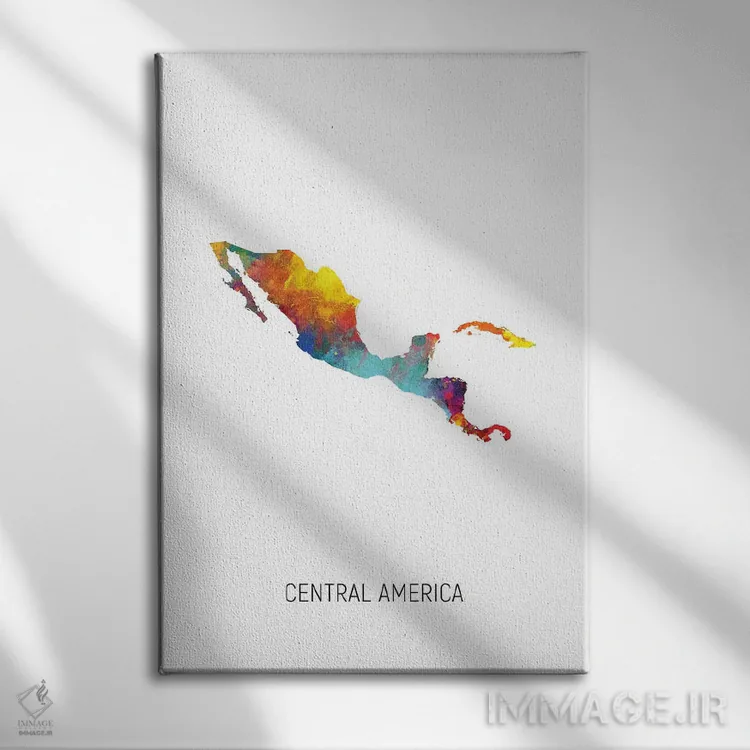 تابلو دکوراتیو نقشه آمریکای مرکزی اثر مایکل تامپست - نمای روبهرو روی دیوار