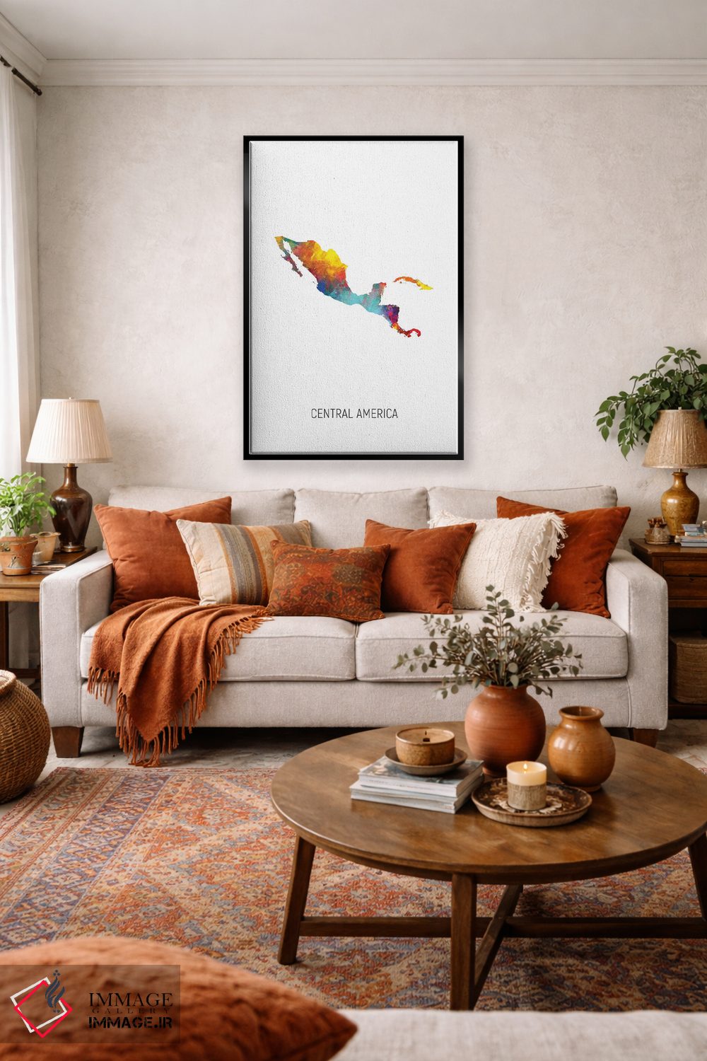 تابلو دکوراتیو نقشه آمریکای مرکزی اثر مایکل تامپست - D3B