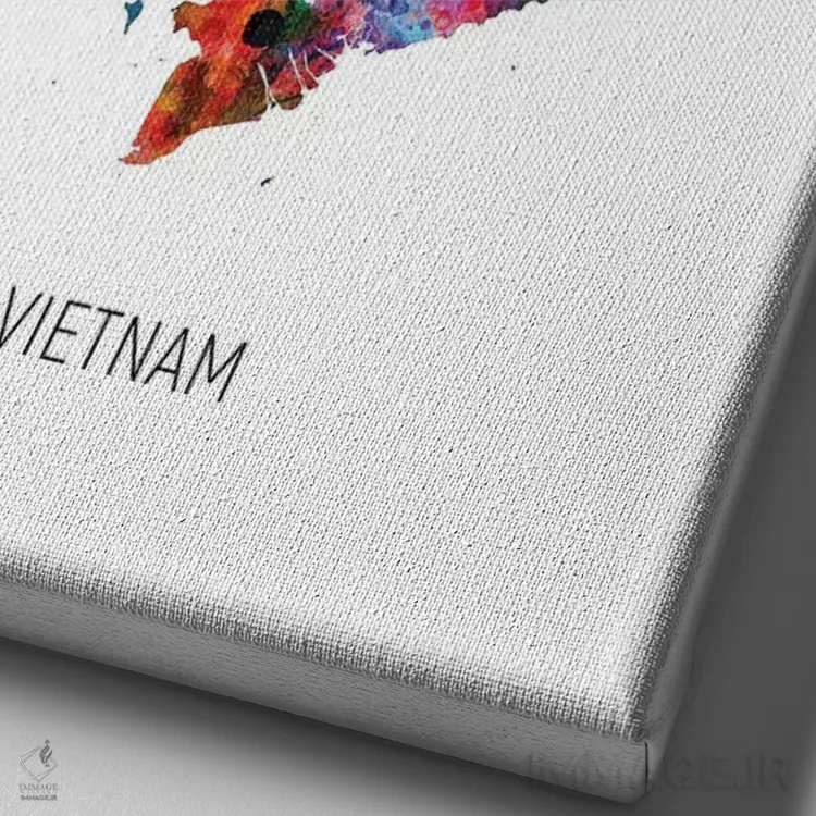 تابلو دکوراتیو نقشه ویتنام اثر مایکل تامپست - نمای نزدیک بافت بوم