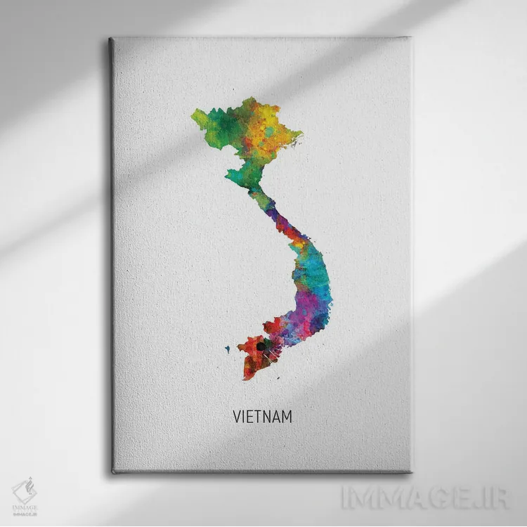 تابلو دکوراتیو نقشه ویتنام اثر مایکل تامپست - نمای روبهرو روی دیوار