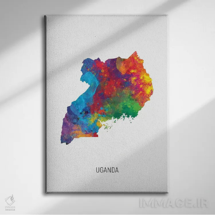 تابلو دکوراتیو نقشه اوگاندا اثر مایکل تامپست - نمای روبهرو روی دیوار