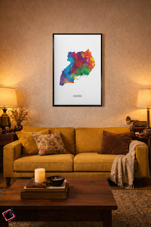 تابلو دکوراتیو نقشه اوگاندا اثر مایکل تامپست - D4B