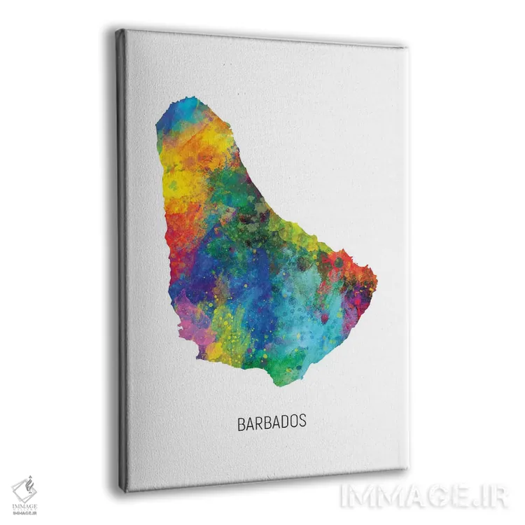 تابلو دکوراتیو نقشه باربادوس اثر مایکل تامپست - نمای پرسپکتیو محصول