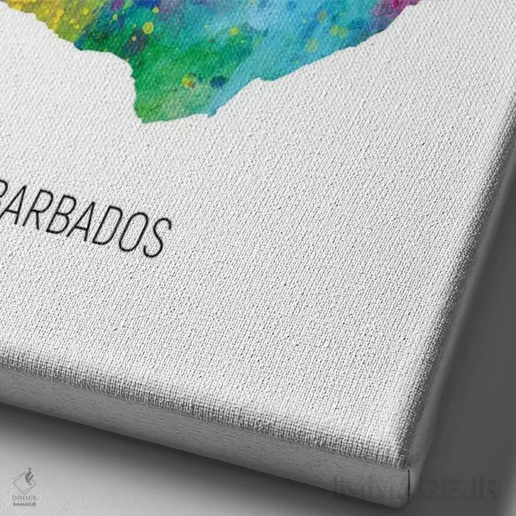 تابلو دکوراتیو نقشه باربادوس اثر مایکل تامپست - نمای نزدیک بافت بوم